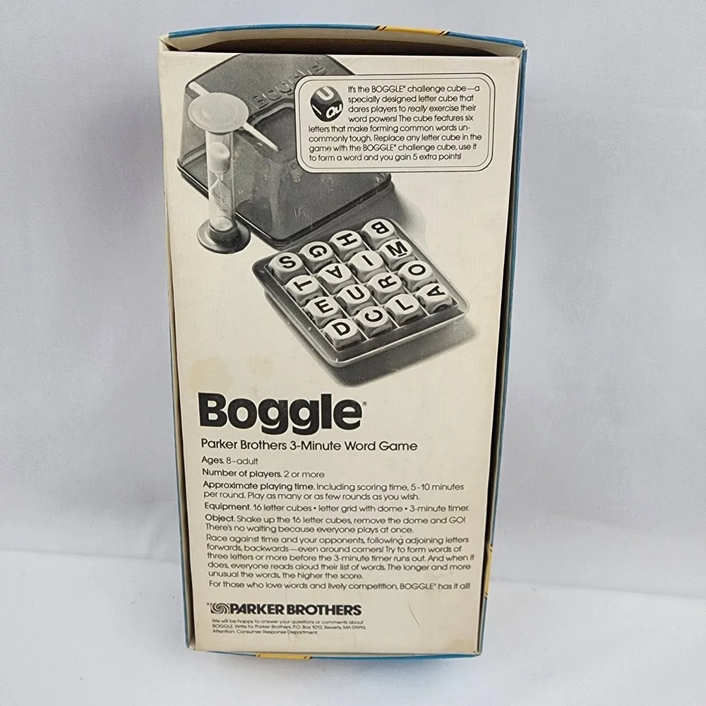Vintage Boggle Parker Brothers 1976 Original Box Free Challenge Cube‎ Rare - Picture 3 of 5